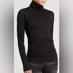 Athleta Flurry Blizzard Rib Turtleneck Top Black Large